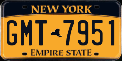 NY license plate GMT7951
