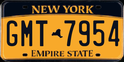 NY license plate GMT7954