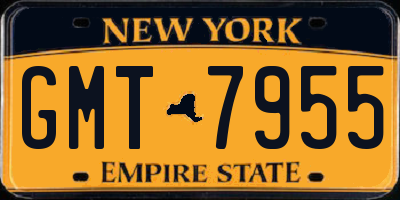NY license plate GMT7955