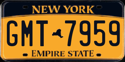 NY license plate GMT7959