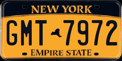 NY license plate GMT7972