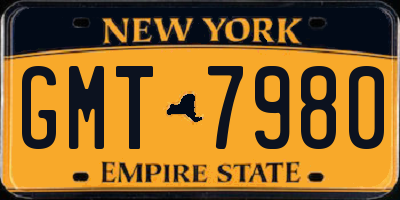 NY license plate GMT7980