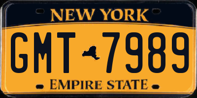 NY license plate GMT7989