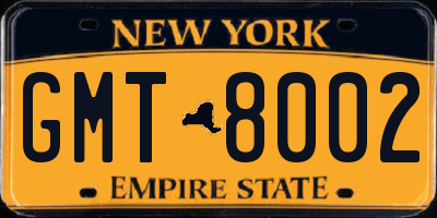 NY license plate GMT8002