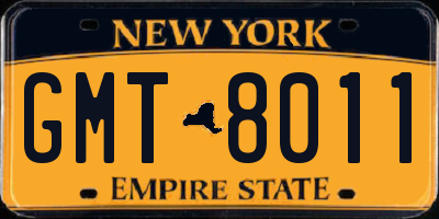 NY license plate GMT8011
