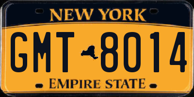 NY license plate GMT8014