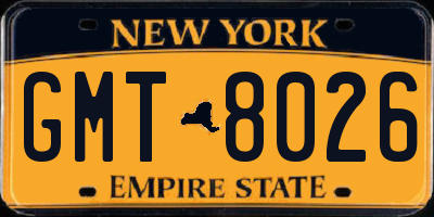 NY license plate GMT8026