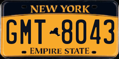 NY license plate GMT8043