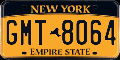 NY license plate GMT8064