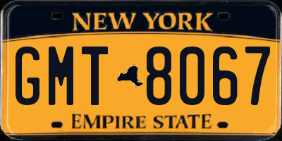 NY license plate GMT8067
