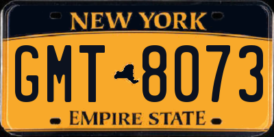 NY license plate GMT8073