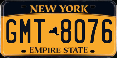 NY license plate GMT8076