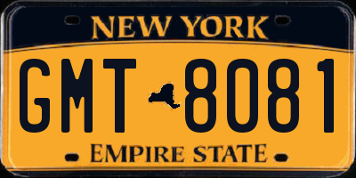 NY license plate GMT8081
