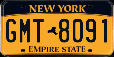NY license plate GMT8091