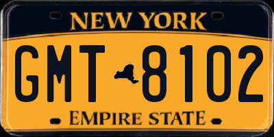 NY license plate GMT8102