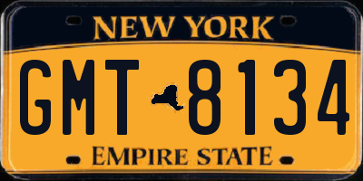 NY license plate GMT8134