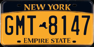 NY license plate GMT8147