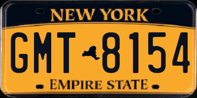 NY license plate GMT8154