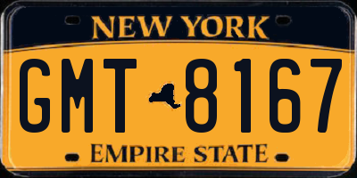 NY license plate GMT8167