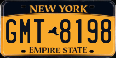 NY license plate GMT8198