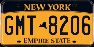 NY license plate GMT8206