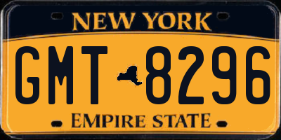 NY license plate GMT8296