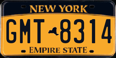 NY license plate GMT8314