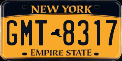NY license plate GMT8317