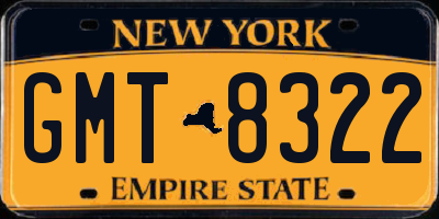 NY license plate GMT8322