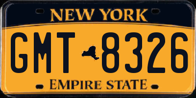 NY license plate GMT8326