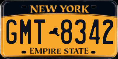 NY license plate GMT8342