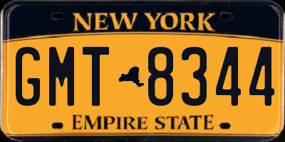 NY license plate GMT8344