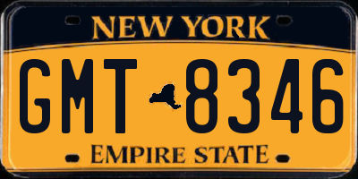 NY license plate GMT8346