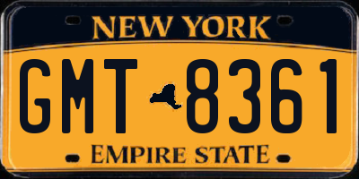 NY license plate GMT8361