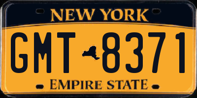 NY license plate GMT8371