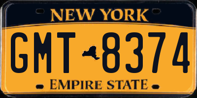 NY license plate GMT8374