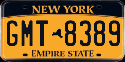 NY license plate GMT8389