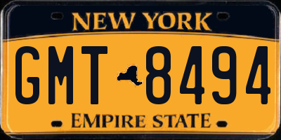 NY license plate GMT8494