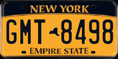 NY license plate GMT8498