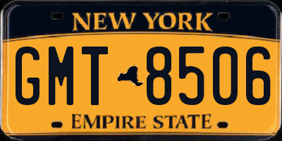 NY license plate GMT8506