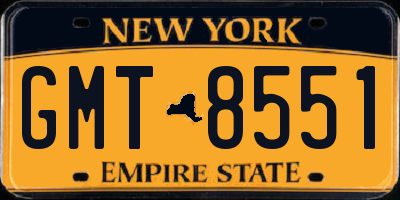 NY license plate GMT8551