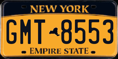 NY license plate GMT8553