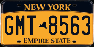 NY license plate GMT8563