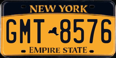 NY license plate GMT8576