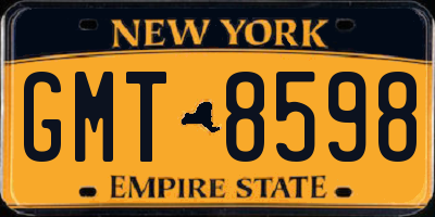 NY license plate GMT8598