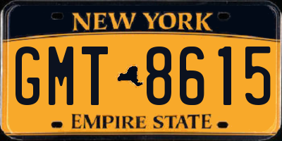 NY license plate GMT8615