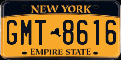 NY license plate GMT8616
