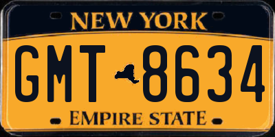 NY license plate GMT8634