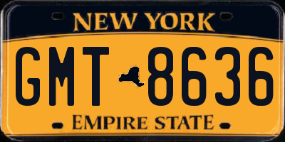NY license plate GMT8636