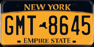 NY license plate GMT8645